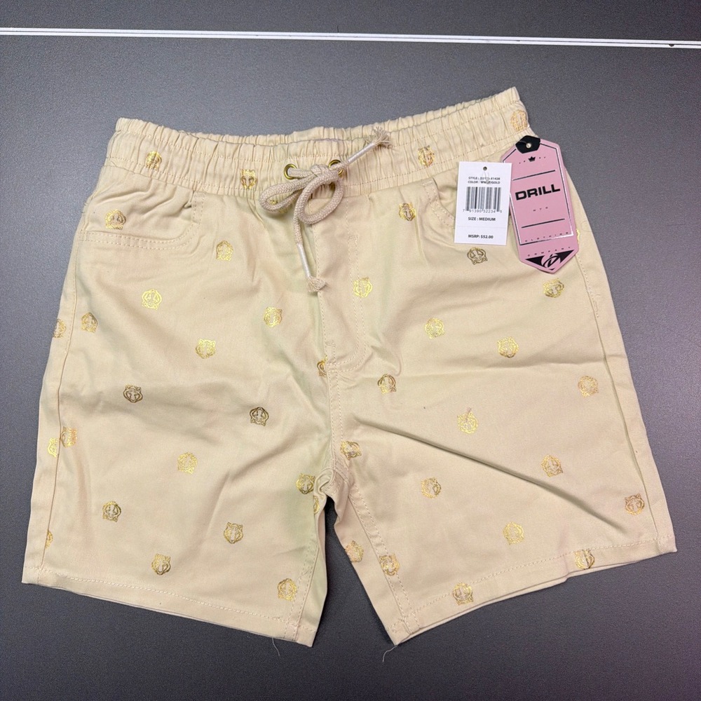 Mens Chino Shorts Size M. Drill Clothing Co. MSRP $52 White/gold Metallic NWT